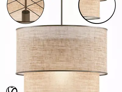 RH TWO TIER ROUND Shade Linen 3D model