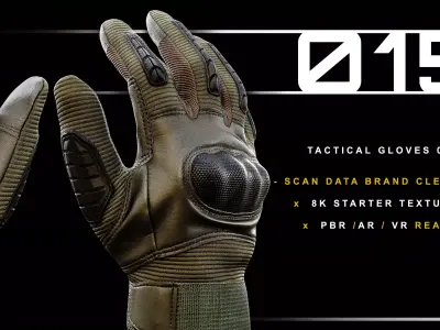 Tactical Gloves 015 Low-poly 3D model