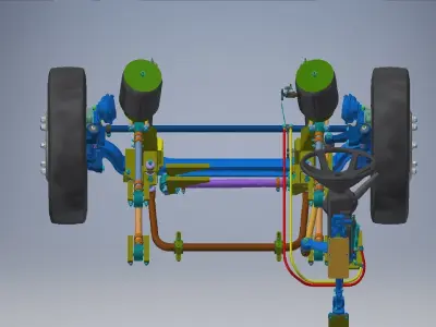 front suspension and steering 3D model