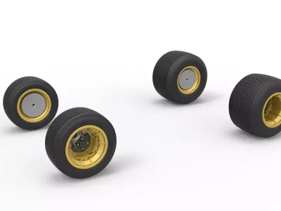 Wheel Set of Vintage Dirt Supermodified stock car Scale 1 to 25 3D print model