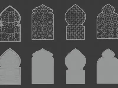 Islamic Window Shaders Patterns 3D model