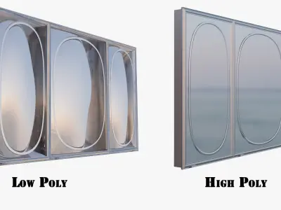 Wall Mirror Kit with Crack and PBR Textures Options Low-poly 3D model