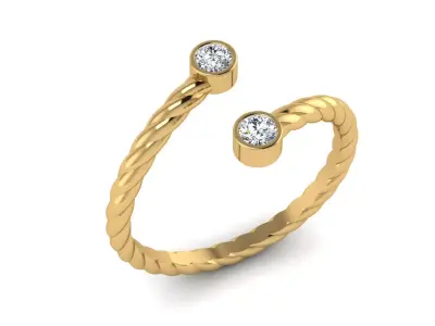 Modern Minimalistic Ring 2 Diamonds 3D print model