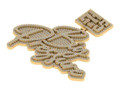 Iced Angel Pendant  Pave Set Statement Piece 3D print model