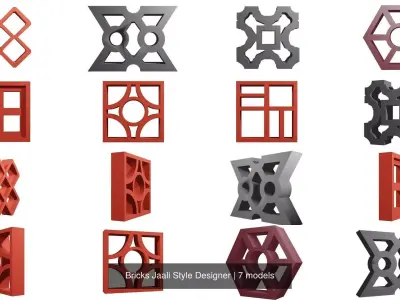 Bricks Jaali Style Designer 3D Model Collection