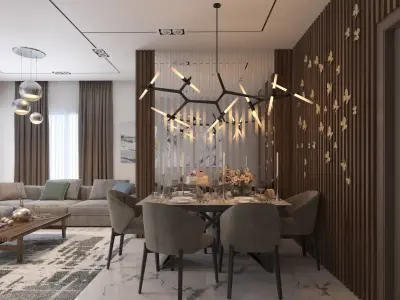 living room Modern style Realistic interior design 3dsmax  vray  3D model