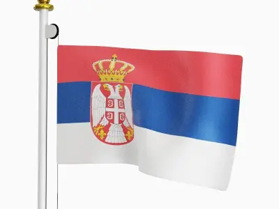 Flag of the Serbia Low-poly 3D model