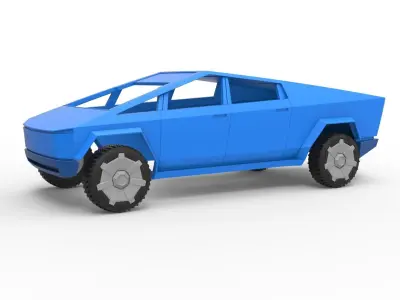 Shell and wheels Tesla Cybertruck Scale 1 to 24 3D print model