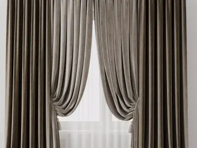 Classic Curtains And Silk Curtain 002 3D model