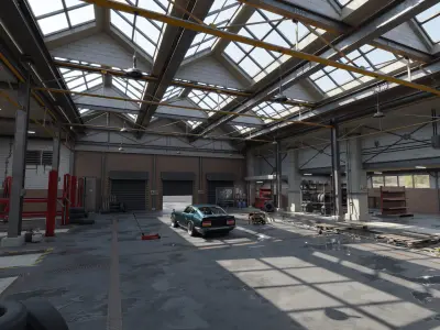 High Detail Garage Low-poly 3D model