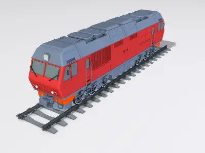 A complete set of railway cars plus two diesel locomotives 3D model
