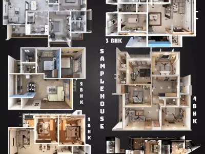 Modern Apartment Interior with Assets and Materials Collection