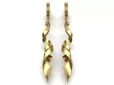 print model earring pair of gold - plated earrings 3D print model