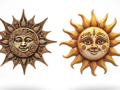 Decorative suns Low-poly 3D model