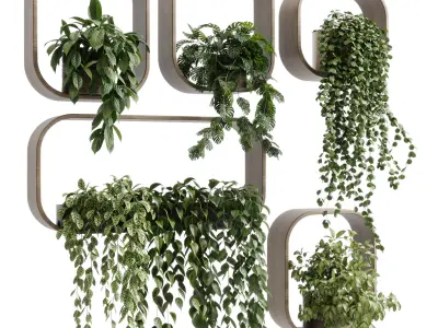 wall plant  set Indoor plant 603 plants on shelf in handmade 3D model