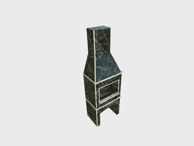 Brazilian Barbecue Grill 04 Black Marble - Interior Design Low-poly 3D model