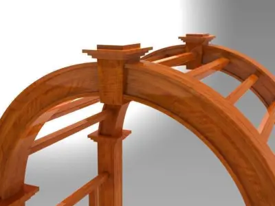 Arbor 4 wooden arched gate 3D model