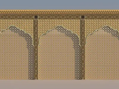 Wall Panel with Mirror Work 3D model