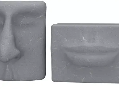 Geometric Face Sculptures Low-poly 3D model