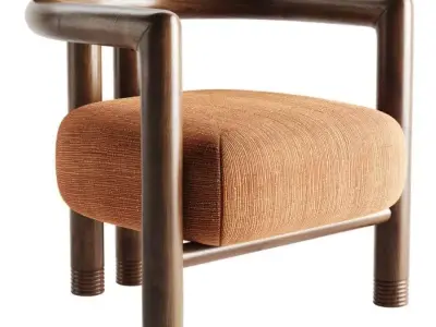 Porto Wood Frame Accent Chair 3D model