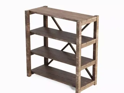 Wide Pottery Shelf A 03 Low-poly 3D model