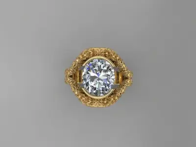 3 HAMMERED OVAL RING 3D print model