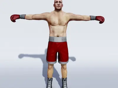 Professional  heavyweight boxer Low-poly 3D model