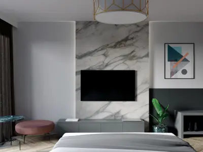 Modern Realistic bedroom Low-poly 3D model