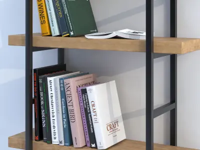 Modern minimal bookcase with an open book 3D model