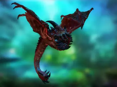 Flying worm Low-poly 3D model