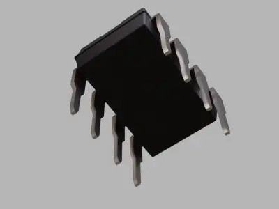 Microchip - IC DIP 8 pin - Electronic parts Low-poly 3D model