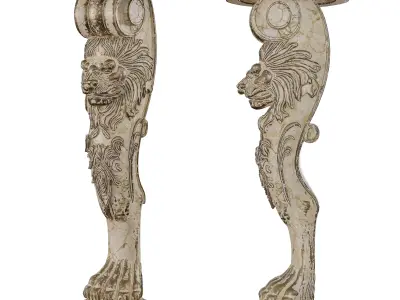 Antique Lion Table Leg - Ornate Classical Decor 3D Model 3D model