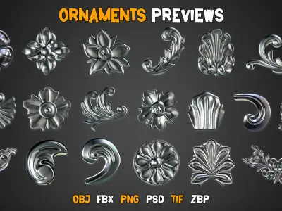 150 High Quality Ornaments Brushes   Vol 26   3D model