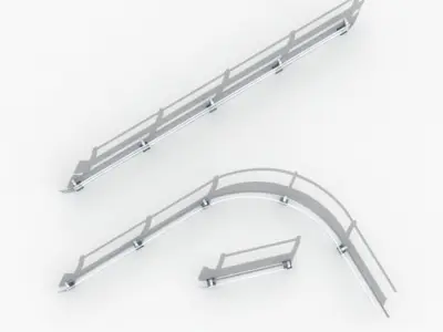 3 Guardrails four metal railings 3D model