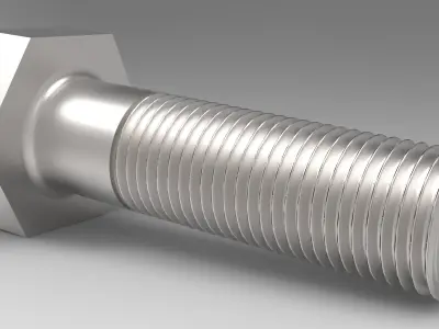 Real Threaded Metric Hexagon Headed Bolts - M10 x 35mm 3D print model