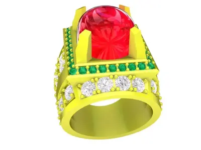 Luxury Oval Gemstone Halo Ring for Men 5153 3D print model