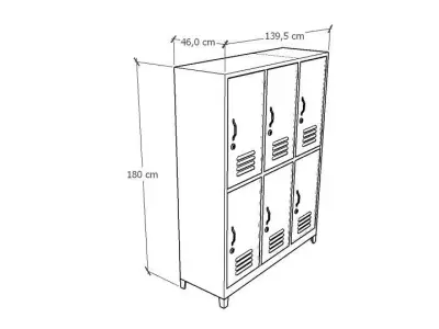 METAL CABINET -TRIPLE LONG- SIX COVER-GRAY AND GREEN Low-poly 3D model