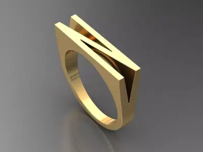 alphabet ring letter N 3D print model