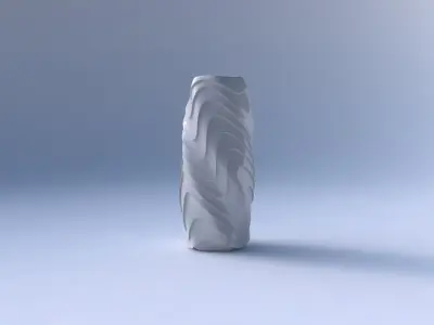 Vase twisted hexagon with horizontal wavy inverted layers 3D print model