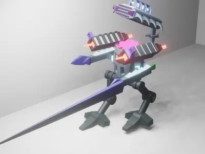 animated lowpoly mech  Free low-poly 3D model