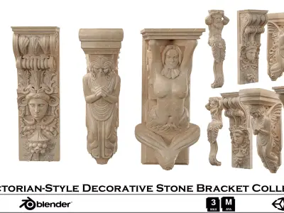 Victorian-Style Decorative Stone Bracket Collection  3D model