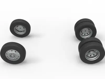 Wheel Set of Vintage GATR Racing Semi truck V2 Scale 1 to 25 3D print model