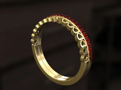 Multi hearts with diamonds Ring 3D print model