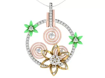 Solitaire Women Pendant 3dm STL OBJ FBX Renders Details 3D print model 2