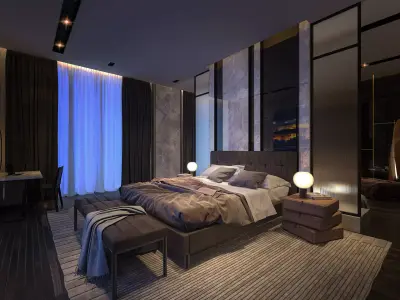 Luxury Studio Bed Room Apartment 3Ds Max and  Vray Scene 3D model