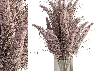 flowers plant in a bouquet glass vase 68 3D model