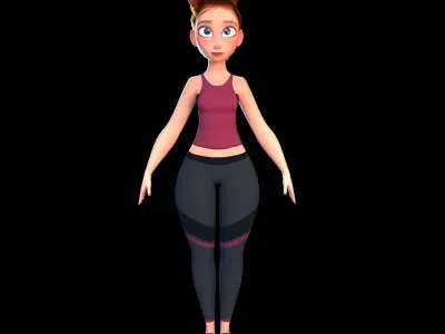 cartoon sport girl 3D model