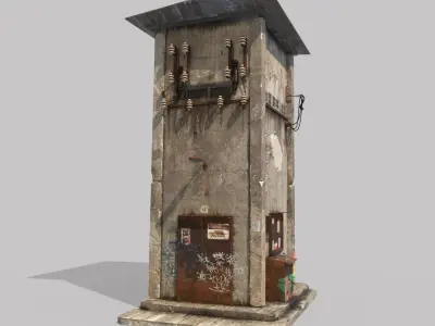 Old Electric Transformer Cabin 3D model