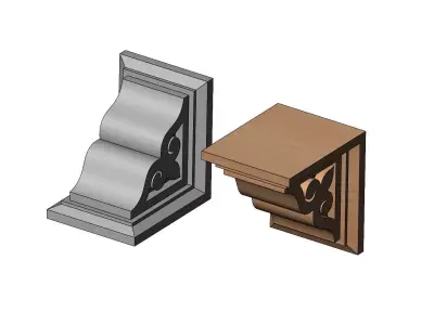 Floral scroll carved Corbel bracket 3D print model