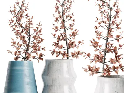 Ekua Ceramics Midnight Vase with plants 3D model